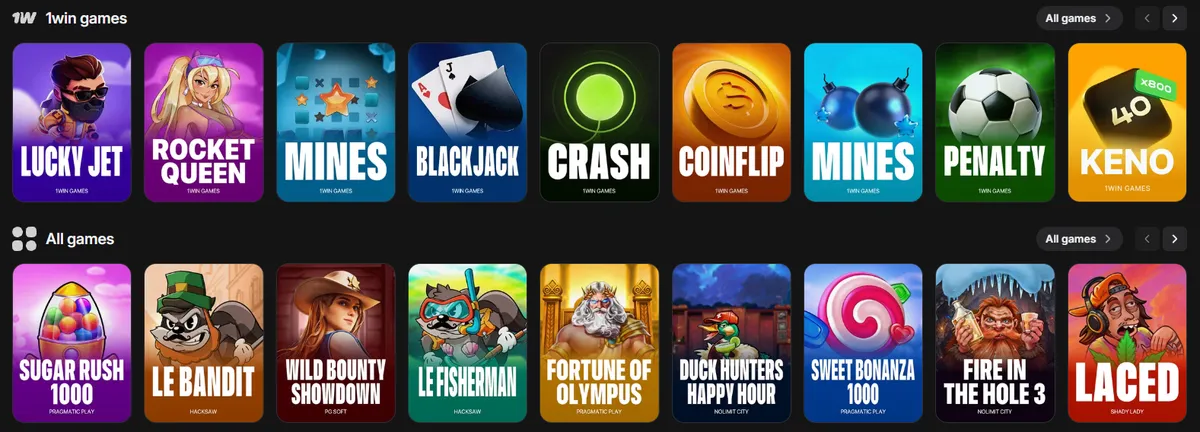 1WIN Casino depozit üsulları